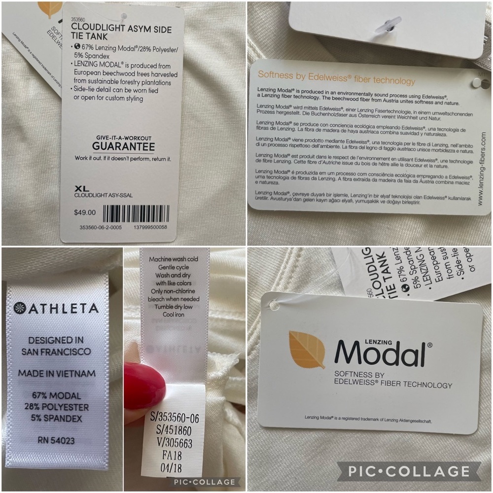 NWT Athleta Cloudlight Asymmetrical Side Tie Ivory Sleeveless Tank Top XL - Picture 12 of 13